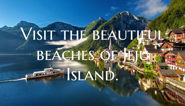 Visit the beautiful beaches of Jeju Island.